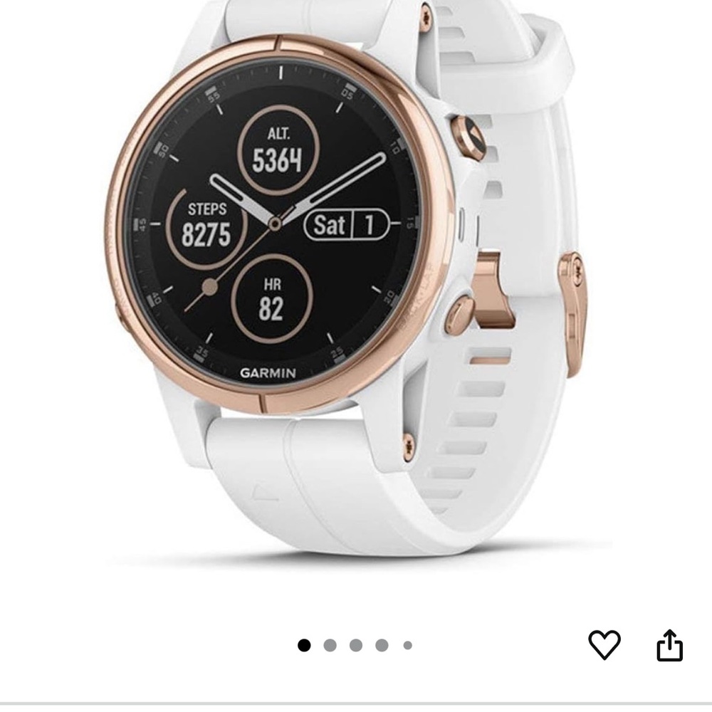 Garmin Fenix 5 Sapphire Smartwatch with Rose Gold Bezel and White Strap